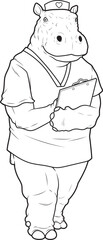 Hippo Nurse Animal Vector Graphic Art Illustration