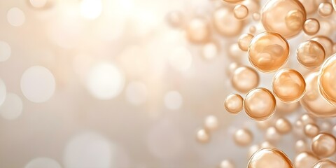A close-up of translucent bubbles or spheres floating against a soft, blurred background, creating a light and airy effect. Concept Translucent Bubbles, Soft Focus Background