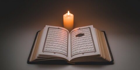 Quran Open Beside A Lit Candle