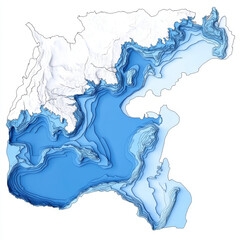 Abstract Coastal Topography: An abstract, layered illustration representing coastal topography, showcasing the intricate details of ocean depth and coastline in cool shades of blue.