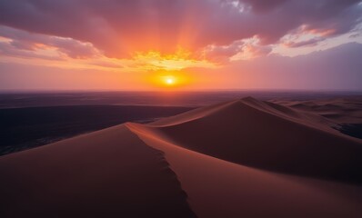 Stunning sunset over desert dunes