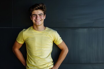 Smiling young man in yellow shirt