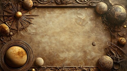 Ornate Gold Frame Celestial Bodies Artwork