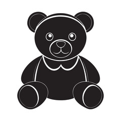 cute teddy silhouette, black and white silhouette, vector and illustration