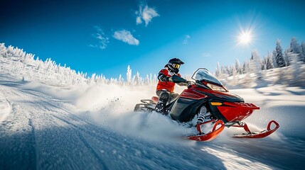 fast driving on a snowmobile