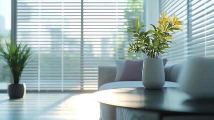 White pleated blinds in a contemporary apartment setting provide privacy and modern aesthetic appeal.