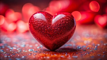 Fototapeta premium Macro Photography of a Stunning Red Heart - Valentine's Day Romance