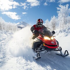 fast driving on a snowmobile