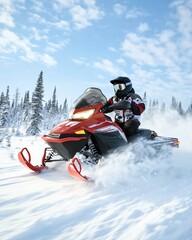 fast driving on a snowmobile