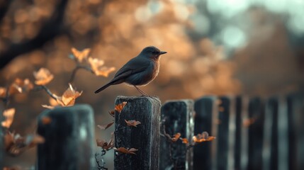 Robin sitting on a fence