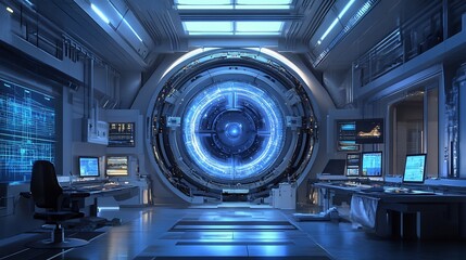 Experimental setups particle accelerators surrounded futuristic scientific illustrations and theoretical physics representations
