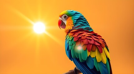 Obraz premium An extreme macro close-up showcases a parrot's iridescent plumage and detailed features. The image focuses on small subject detail and iridescent reflections