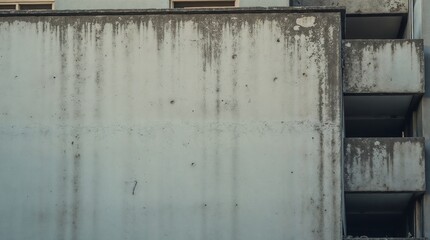 Weathered concrete wall with balconies
