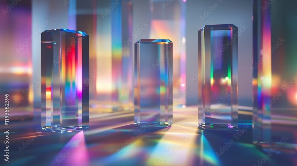 Wall mural Refraction diffraction effect within prisms combined colorful spectrometry visuals