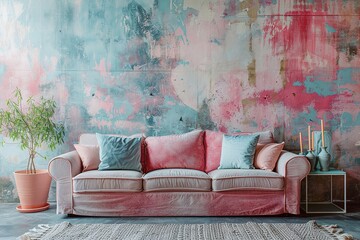 Stylish pastel living room
