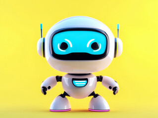 3D illustration of AI robot on yellow background