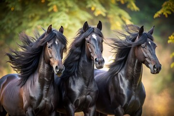 Fototapeta premium Majestic Black Horses: Elegance and Power in Equine Art - Stock Photo