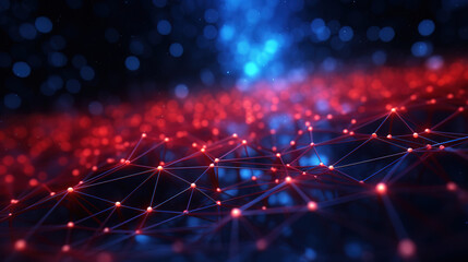 Obraz premium Abstract Network Design with Red and Blue Lights