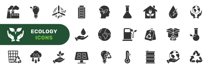 Renewable Resource Sign Set, Wind and Water Power. Environmental Ecology of Planet Earth Silhouette Icon. Green Energy Pictogram. Eco Sustainable Technology Symbol. Isolated Vector Illustration