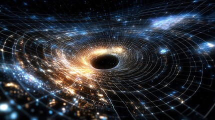 Theoretical models of spacetime grids singularity concepts gravitational interactions visualized with astrophysical precision