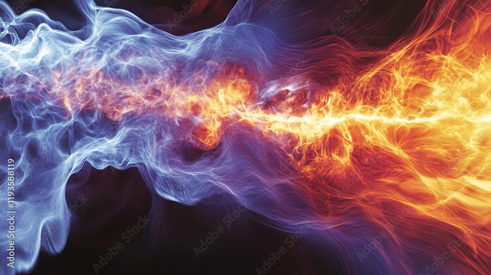 Wall mural plasma reactions generating turbulence patterns highlighted fluid dynamics and thermodynamic princip