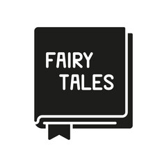 Fairy Tales Book Silhouette Icon. Bedtime Storybook For Nighttime Reading Glyph Symbol. Magical Bedtime Story For Children. Isolated Vector Illustration