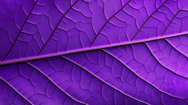 Macro shot of a vibrant purple leaf with detailed veins, showcasing natural patterns and texture.