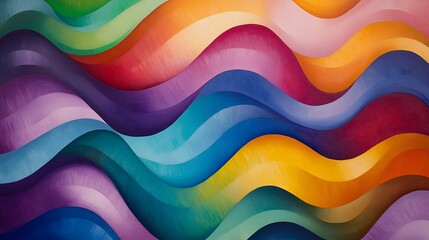 Abstract Colorful Waves Painted Artwork Design