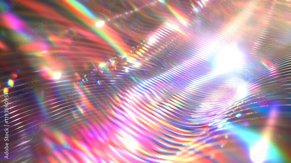 Wall mural dynamic wave interference diffraction patterns highlighted by vibrant light spectrums colorful prism