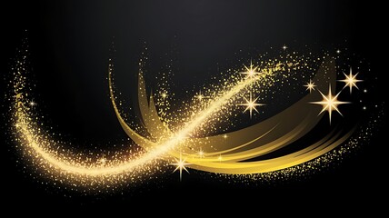 Fototapeta premium Golden Sparkling Waves Background for Holiday Design