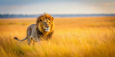 Majestic Lion Hunting: Minimalist Wildlife Photography