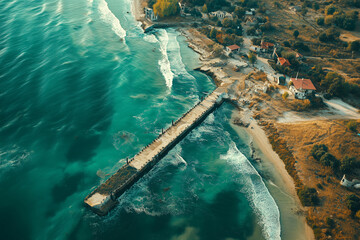 Coastal infrastructure designed for climate resilience in a calm landscape