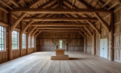 Spacious wooden interior with rustic charm