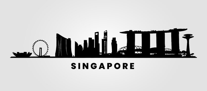 Singapore vector silhouette skyline vector art
