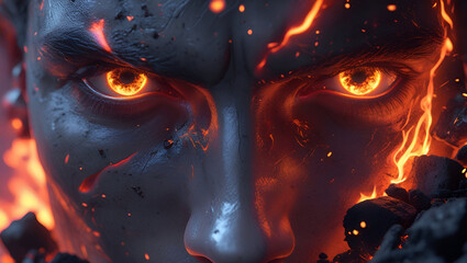 "Molten Gaze: The Fiery Essence of Intensity"