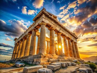 Obraz premium Majestic Parthenon Under a Clear Blue Sky - Ancient Greek Temple Stock Photo