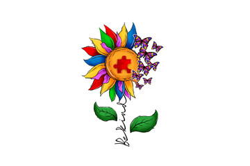 Bekind, Autism Awareness Sublimation T Shirt Design