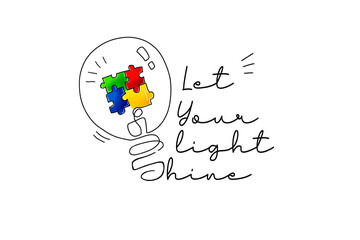 Let your light Hine, Autism Awareness Sublimation T Shirt Design