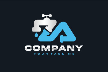 letter ZA water tap logo