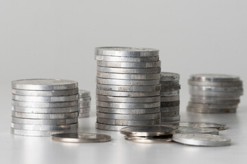 Stack of coins on the table