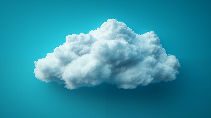 White cloud formation floating on turquoise background, digital art concept