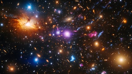 Stellar phenomena glowing nebulae galaxy clusters vibrant cosmic rays