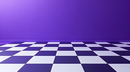 Purple wall and checkered floor abstract image