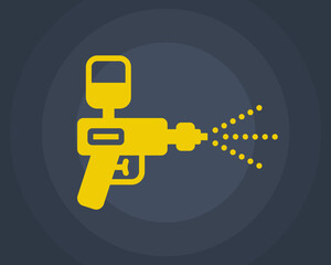 Yellow paint gun for painting surfaces. spray paint.