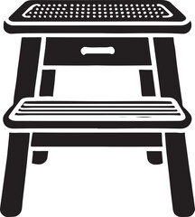Step Stool icon silhouette vector with white background