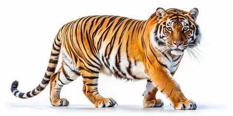 Obraz premium Majestic White Tiger: Full Body, Hyperrealistic Long Exposure Stock Photo