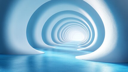 Fototapeta premium A blue tunnel with a river running through it