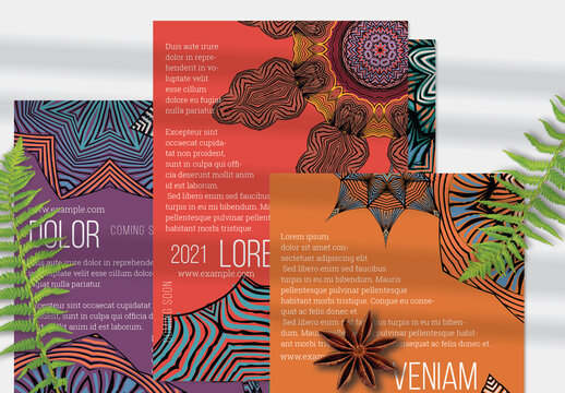 Flyer Layout with Mandala and Ethnic Tribal Lace Flower Elements