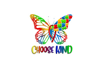 Obraz premium Choose kind, Autism Awareness Sublimation T Shirt Design