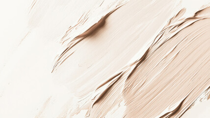 Obraz premium Minimalist design with soft beige tones and abstract brush strokes, offering an elegant, organic backdrop ideal for beauty product advertisements and modern branding visuals. 